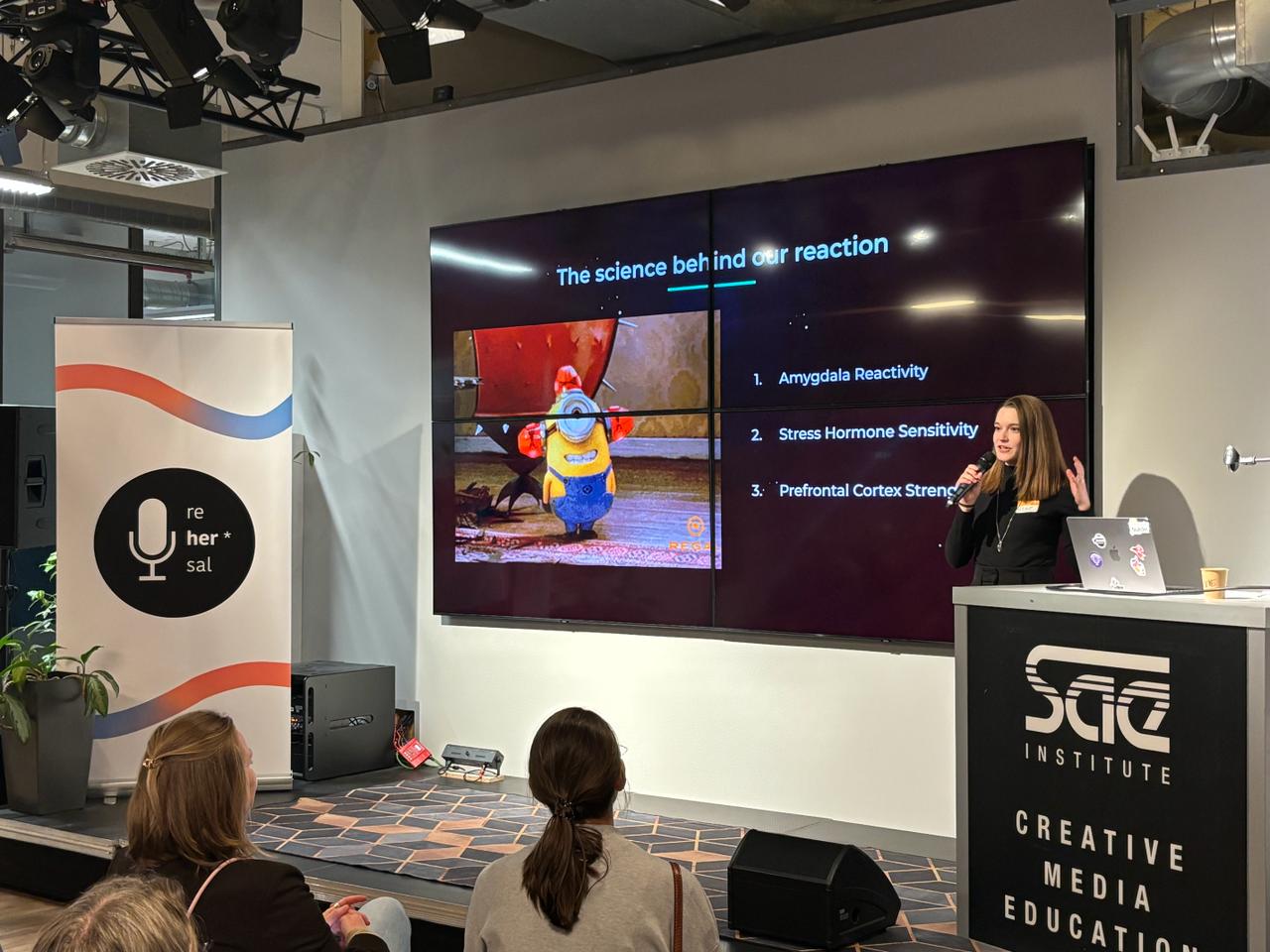 anne presenting on stage